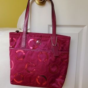 coach passionberry sequins tote